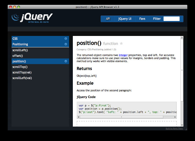 jQuery API Browser